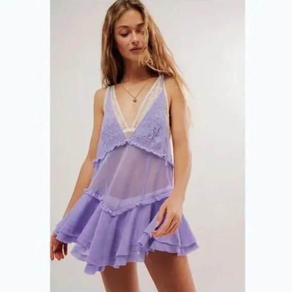 Free People Tunic Top Ruffle Mini Overlay Dress - Picture 1 of 10